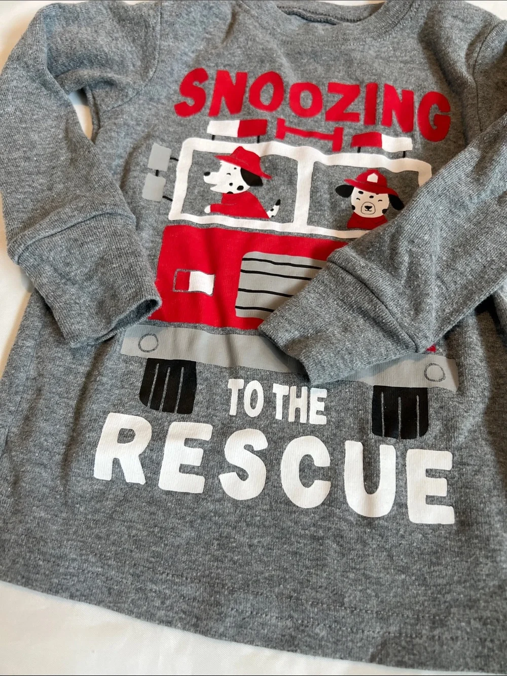 “Bundle 10/$13” carters 12m Gray Long-Sleeve Firetruck boy pajama Shirt
